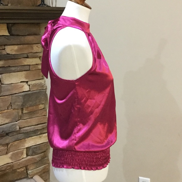 Studio Y Pink Tie Back Gathered Waist Top Small - Picture 3 of 5